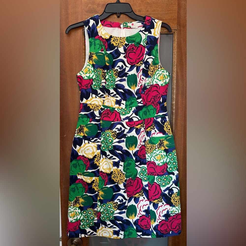 Boden Womens Retro Bright Multicolored Floral Lined Sleeveless Shift Dress -6 R
